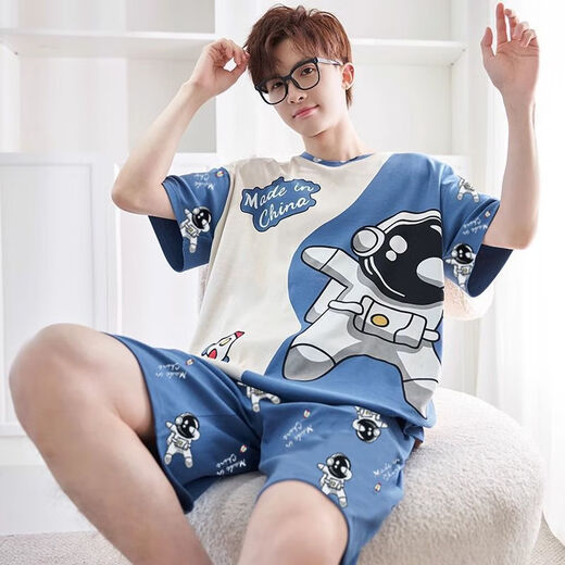 ZIPJBX短袖短裤男士睡衣夏季薄款宽松加大码休闲时尚学生家居服套装夏天 6630蜡笔小新 M 【建议90-100斤】