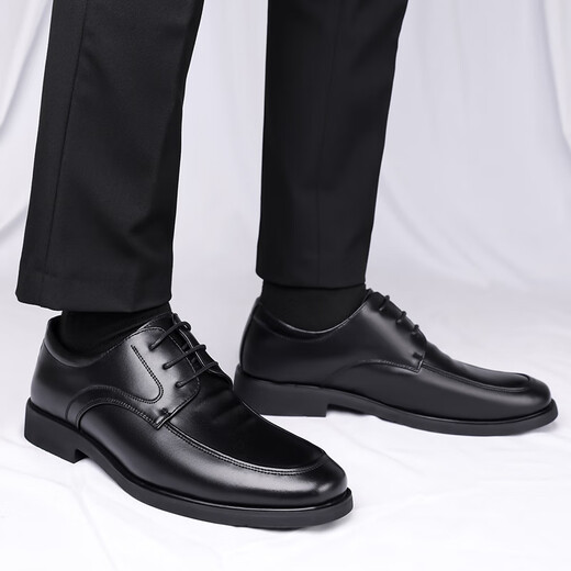 Poitulas British men's business casual shoes formal leather shoes men's lace-up wear-resistant P9829 black 40