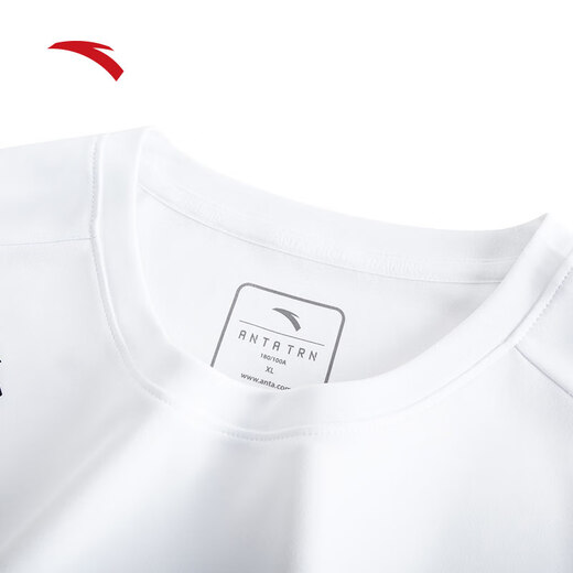 ANTA (ANTA) quick-drying T-shirt for men running autumn long-sleeved quick-drying clothing for men 3A antibacterial moisture wicking fitness sports tops for men solid color quick-drying technology-arm printing pure white M (170) recommended 120-130Jin Jin equals 0.5 kg