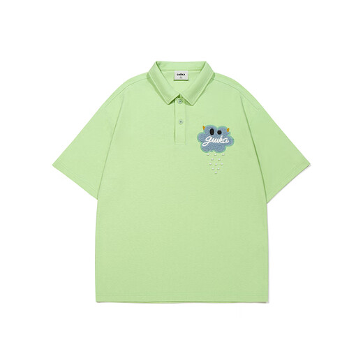 Guyuka (Guuka) Paar Outfit T-Shirt Trendy Marke kurzärmelige Herrenkleidung Sommer 2025 Neues lässiges, großer Größe loser fünf Minuten halbärmeliger Ärmel Fruchtgrün F6626 m