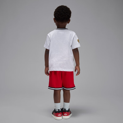 耐克（NIKE）Jordan官方耐克乔丹男童婴童季后赛T恤和网眼布短裤套装II3493 687健身红 90 2T