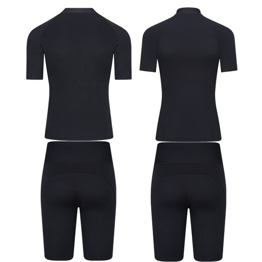 He Jiagong men's and women's diving suits couple split diving suit warm snorkeling surfing suit short-sleeved shorts diving top swimsuit gray - shorts S