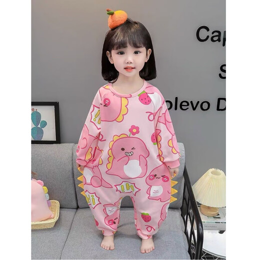 QLTQZQ女童春秋长袖连体睡衣卡通公主款宝宝居家服 1049-萌绿色恐龙【高品质】 80