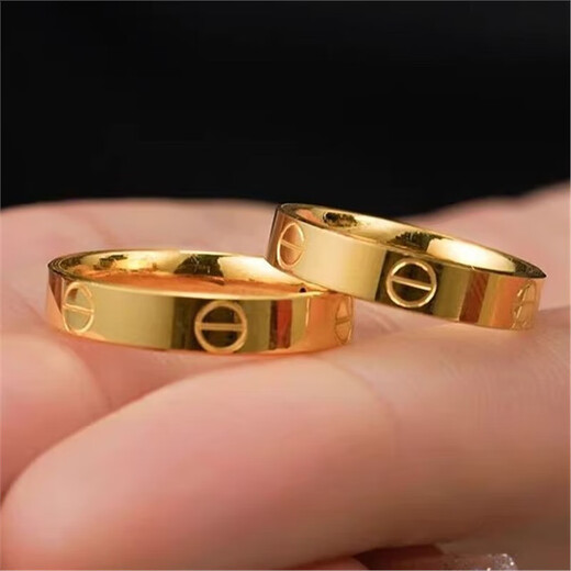 Qian Jun pure gold-wrapped silver 999 ring for women gold color 24k Kajia love series couple rings closed ring ring gift gold layer silver-wrapped thicker Kajia men's ring No. 9