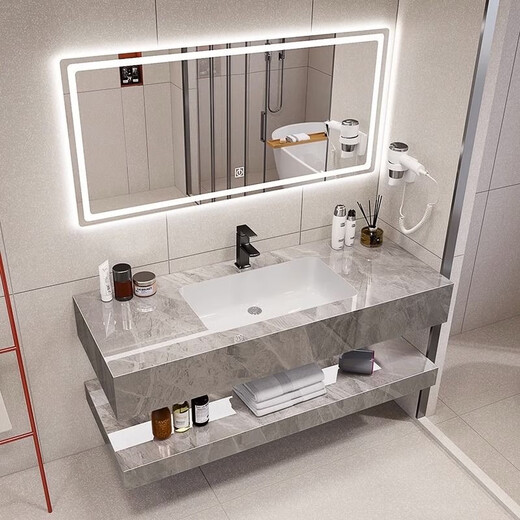 [Slab de roca de doble capa] Basina de lavado sin costura de roca Casina Integrada de lavado de baño de doble capa Basina de lavado de inodoro [elegante y simple] Basina blanca sin costura [inteligente [Sqwy Classic] 60*50 ha vendido 5689 piezas