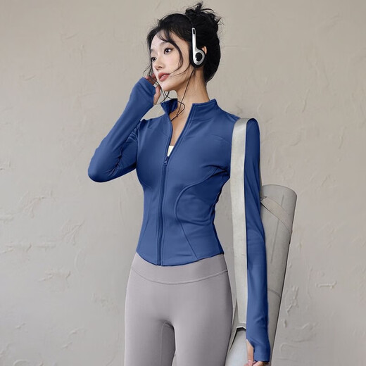 女显瘦夹克紧身健身服长袖跑步速干拉链外套夏季风运动上衣 白色外套 2XL 建议136-146斤左右