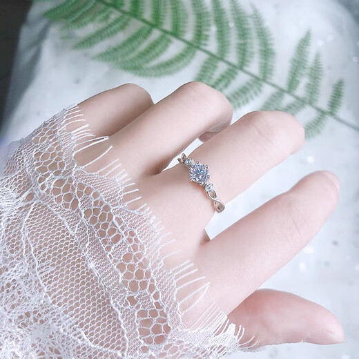 BOEAY Diamond Ring One Carat Knot Proposal Ring Moissanite Diamond Ring Women's Sterling Silver Zhongjiujiu 520 Valentine's Day Gift Shipped from Qicang Qingsi/Diamond Ring Gift Box