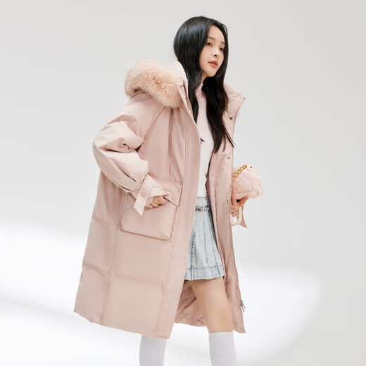 Xuezhongfei [removed from the shelves] [Cheng Yi recommends] Fox big fur collar new autumn and winter versatile warm big fur collar multi-color down light velvet powder 1591 L 170/92A