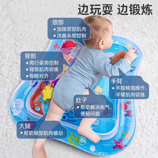 JCZS Pintura alemana Almohadilla de agua Baby Learning Paso Paso Práctica Baby Artefacto Summer Inflible Agua Juguete Juguete Grande Niños de 100 cm Round Ocean World [Nuevo modelo] Dé una bomba + juguete flotante