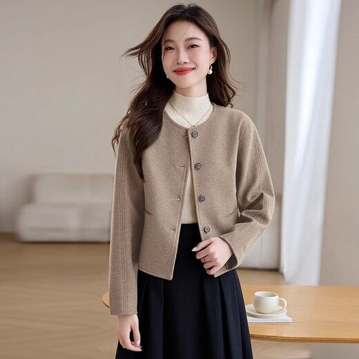 Romon (Romon) Mantel für Frauen Französischer kleiner Duftstil Elegant Short 2025 Herbst und Winter Neues High-End- und Elegant Small Person Top Hafer Farbe M (90-110jin [Jin ist 0,5 kg])