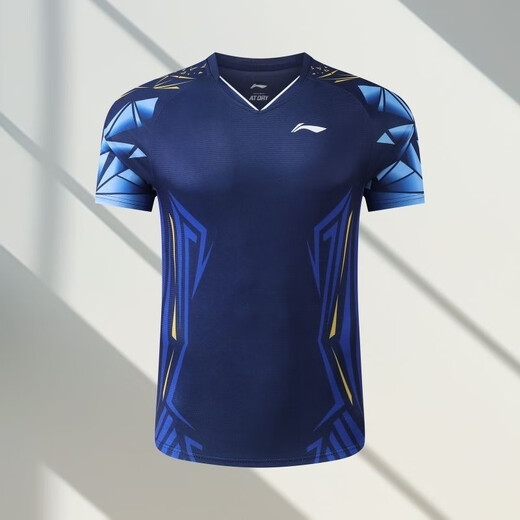 Ли Нин (Li-Rens) 2025 Новый конкурс спортивных футболок Badminton Sports Compet Skind Gold Armor выигрывает мужчины и женские же самые быстро сушитые звезды спортивной одежды 6625 Белый топ 4xl в стиле мужского