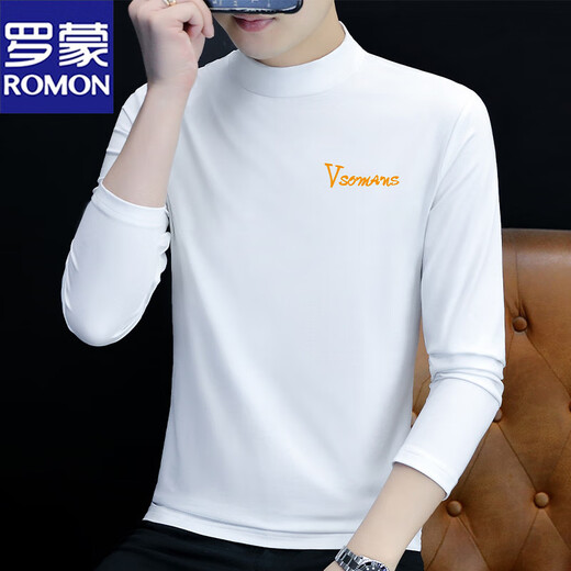 T-shirt à manches longues de Romon à manches longues de la chemise de base masculine imprimée à demi-sommet