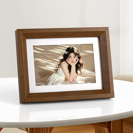 Jinlongxing wooden photo frame 6-inch wedding photo baby photo frame wall hanging couple photo wall combo frame walnut color-9906-2-Manufacturer direct post