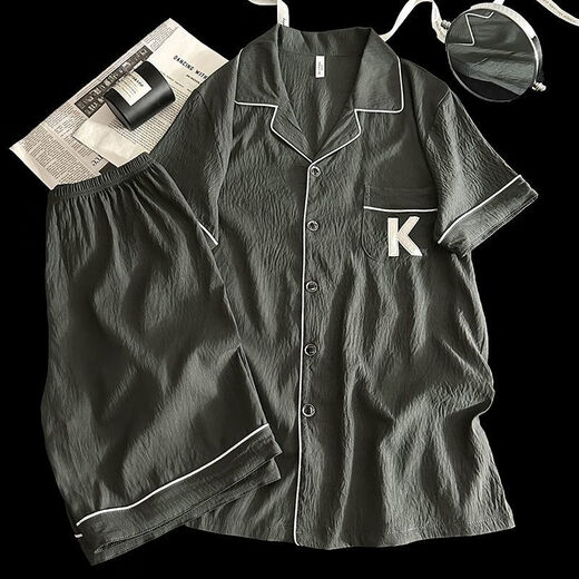 UKUHPK YUNDUO COTTON PAJAMAS MENS'S COURTS MANDES Été 2025 JUNIOR SCHOOL STATY STYLE CONSTUSSION LORD LOBTES LORTES COMPRISES HOME YUNDUO COTTON 12532 L Poids recommandé 100-130jin [Jin est égal à 0,5 kg]