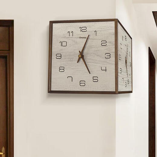 SANQIHU Reloj de reloj de pared de dos lados Reloj Home Hogar moderno de madera sólida Simple Mute Silw Wood Reloj Decorativo de dos lados Reloj 9195 Wooden Pure White Calendar Modelo de calendario Muto 12 pulgadas