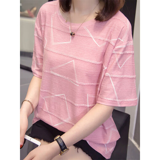 T-shirt Ruiche T-shirt pour femmes à manches courtes pour femmes à manches courtes pour femmes Summer Mother Suit plus taille pour couvrir le ventre et le faire paraître minceur 2025 SUIT SUMBRE 6624 vert 2xl 145-160jin [Jin est égal à 0,5 kg]