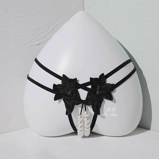 Large size pearl underwear into the body plus a lace thong tele high-quality large particles with pearls extra large pearl black XL150180Jin Jin equal to 0.5 kg confidential delivery