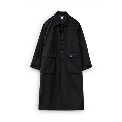 Madden Workwear British Style Balmakken Windbreaker Men's Mid-Length Black Commuting Coat Men's Autumn Coat Thin Black XL
