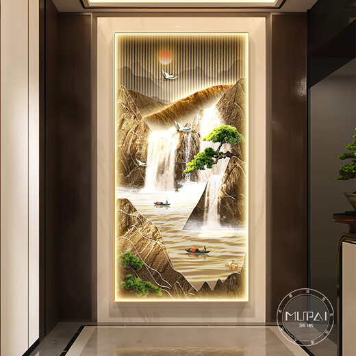 Huilide's Liushuicai's entrance hall decorative painting with lights for living room landscape paintings hanging paintings corridors and corridors murals simple and modern Liushuicai's A model 60*120 LED light painting (intelligent direct insertion + remote control) 3524
