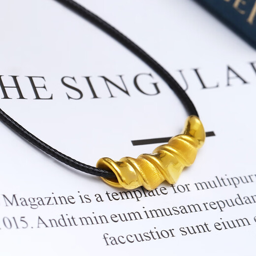 Weici 3D hard gold men's and women's pendant gold bamboo tubular horn necklace pure gold 999 horn pure gold pendant necklace small version 2.27 grams