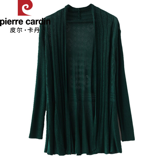 Pierre Cardin Mutter Jacke Dünne Frühlings- und Herbst Strick-Strickjacke mittleren Alters mittleren Alters Sommereiseis Seiden mit mittleren Länge Außenschal Sun Protection Kleidung 15099 Schwarz xl