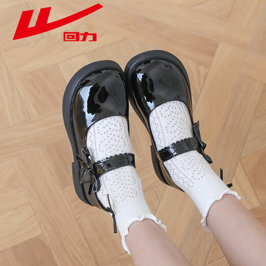 Warrior Warrior Children's Black Small Leather Shoes Girls Princess Shoes 2025 Spring and Summer New Girls Performance Single Shoes Campus Shoes Black|0232 30