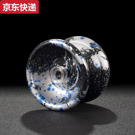 奇立彩厂家直销专业悠悠球金属溜溜球比赛版YOYO球铝合金儿童玩具 gm黑兰银点