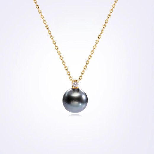 Dan Pei luxury high-end 18K gold Princess Diana style Tahitian black seawater pearl pendant jewelry light luxury gift 18K gold seawater pearl pendant 10-11mm
