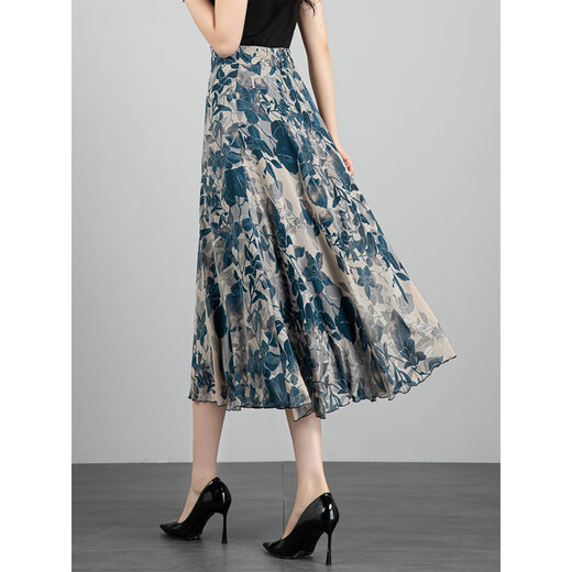 Hengyuanxiang 2025 Sommer neuer gedruckter Rock für Frauen Chiffon mit mittlerer Länge A-Line