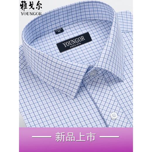 Yager long-sleeved shirt men's 2025 new spring and autumn pure cotton free ironing casual plaid formal shirt long-sleeved 6630 38 suggestions [70-95Jin [Jin equals 0.5 kg]]