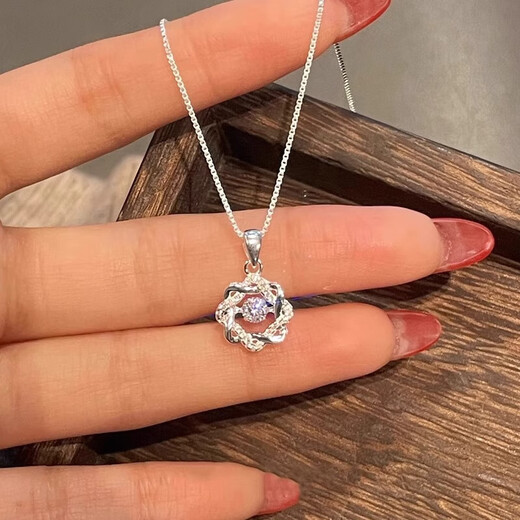 BJYLS 999 Pure Silver Necklace for Women Blossoming Pure Silver Pendant Clavicle Chain Light Luxury High-end Jewelry Valentine's Day Gift for Girlfriend Blossoming 999 Pure Silver Necklace + Butterfly Gift Box