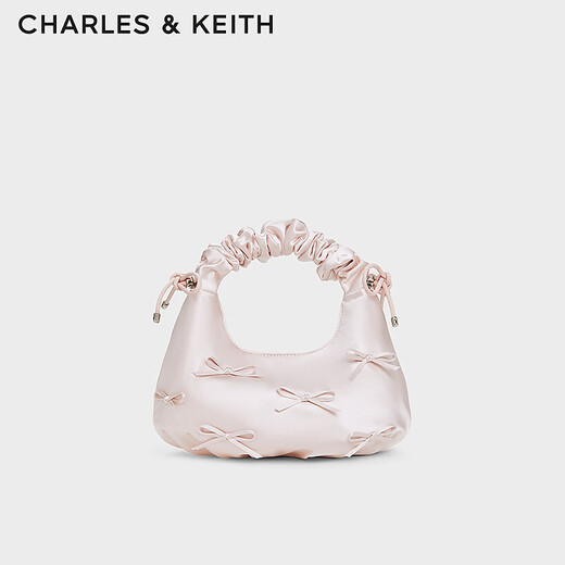 CHARLES&KEITH蝴蝶结褶皱手提斜挎小方包生日礼物女圣诞礼物送女友CK2-40151496 Baby Pink浅粉红色 中包