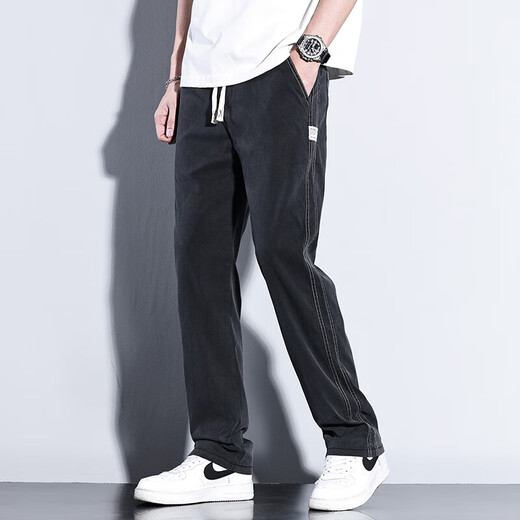 Pang Donglai DL casual pants men 2024 new fashion brand straight loose men's pants Tennis wide-leg men's long pants men's summer thin style HJ1048 black + HJ1048 light blue L [29-30 sizes]