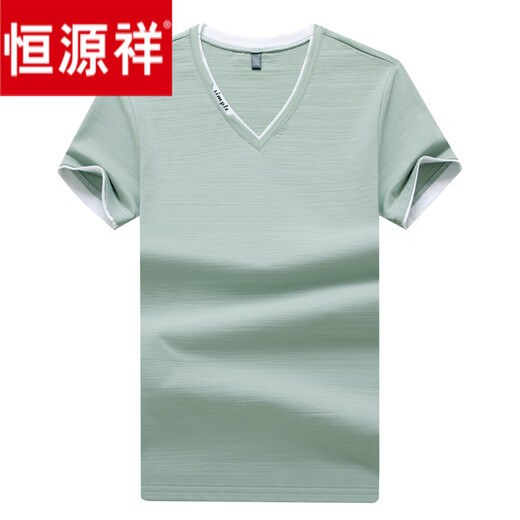 Hengyuanxiang V-Neck Fashion NOUVEAU POULEUR COEUR COLLAR SUMME COTON PURE COTTON PURE CORTON COURT CHERT MEN'S LOISIR SPORTS BASE MISE MANQUEL