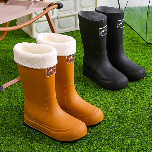Mode Regenstiefel für Frauen mit mittlerer Röhre nicht rutschfeste wasserdichte Schuhe plus samtrische Regenstiefel Küche Arbeit vier Saison Gummischuhe überschuht Wasserstiefel weiß [flüdlos] 38