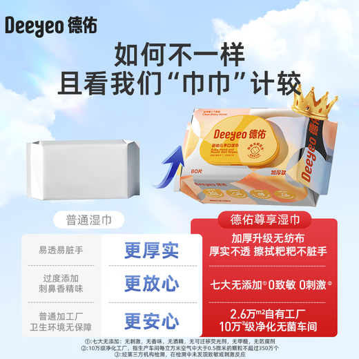 Deyou exclusive thickened version of hand and mouth wipes, baby and child wipes, gentle and non-allergenic face and hand wipes, exclusive version of 80 cigarettes, 10 packs