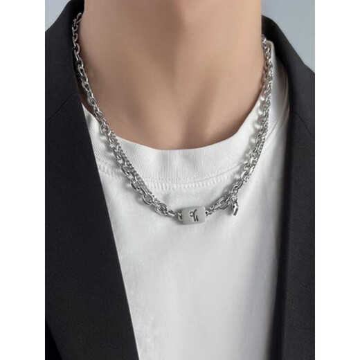 Nilan Fat Dong Lai's same style men's platinum necklace new platinum twelve zodiac signs boys' 18K double-layered clavicle chain Cancer, caution + gentleness + dedication