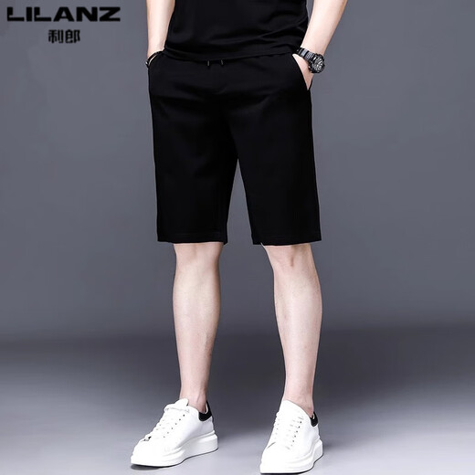 Lilang Men's informal Shorts Men's 2025 NUEVO SUMER SUMER ESTYLE VERSATILE VERSATILE Pantalones de cinco puntos de secado rápido Black 13067 M 165 (adecuado para el peso 90-120 Jin [Jin equivale a 0.5 kg])