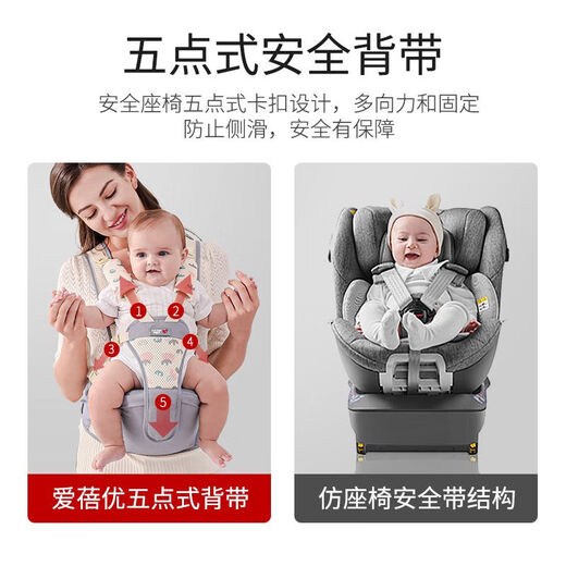 爱蓓优婴儿背带多功能前抱式小孩横抱抱托儿童抱娃神器腰凳婴儿轻便四季 天空蓝 透气款V领不卡脖