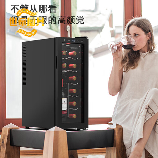 Shixi France imported red wine cabinet constant temperature wine cabinet household small mini mini ice bar electronic constant temperature refrigerator (12 bottles) flat door