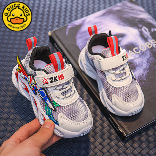 G.Duck Kids Little Duck Boy Shoes Lights Chaussures en mailles respirantes pour enfants Sneakers pour enfants Carton de mode d'été Chaussures de course Red Single Net [Style d'été] A829 29 Longueur intérieure 18,2 cm