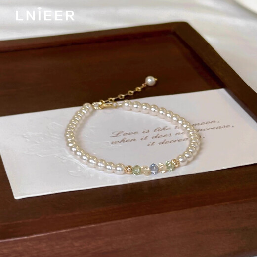 Lnieer珍珠手链女生轻奢小众精致叠戴水晶手串高级感多巴胺手镯闺蜜手饰 施家珍珠手链【弹力绳】