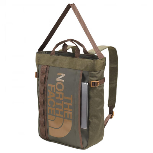 北面（The North Face）字母Logo标志再生涤纶（聚酯纤维）双肩包常规男女同款情侣款灰褐 灰褐色绿色拼烟熏棕色