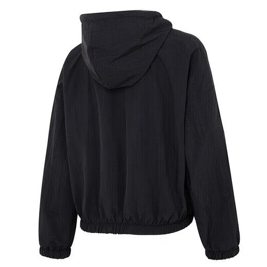 阿迪达斯（adidas）外套女 2025夏季新款运动休闲服时尚防风衣连帽开衫透气夹克上衣 梭织连帽/三条纹/黑色/偏小一码 S (160/84A)
