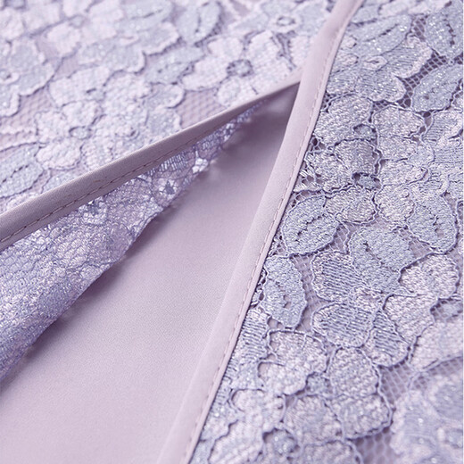 
OLJ light luxury brand dress for women 2025 summer new slim Chinese style cheongsam versatile acetate lace skirt Violet M