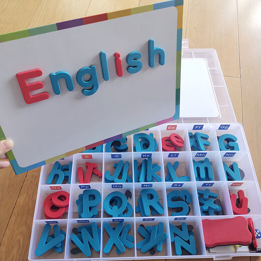 English Alphanumeric Magnetic Stickers for Children's Educational Toys Elementary Elementary Learning Artefact Word Carte d'enseignement Aides Couleur 1 + 3 SETS (Version de jeu) 1 boîte, avec tableau blanc, couleurs aléatoires