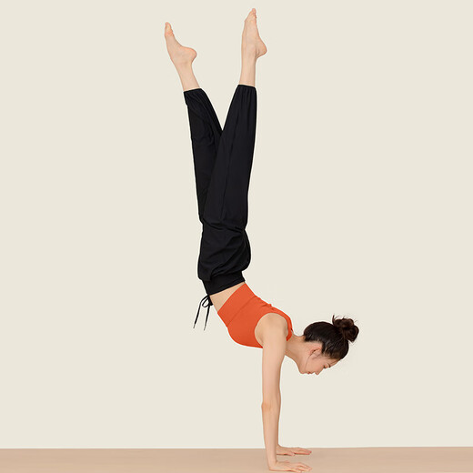 He Jiagong quick-drying casual high-waisted sports pants for women loose and drapey running drawstring Pilates dance yoga pants fitness wear autumn gray blue S