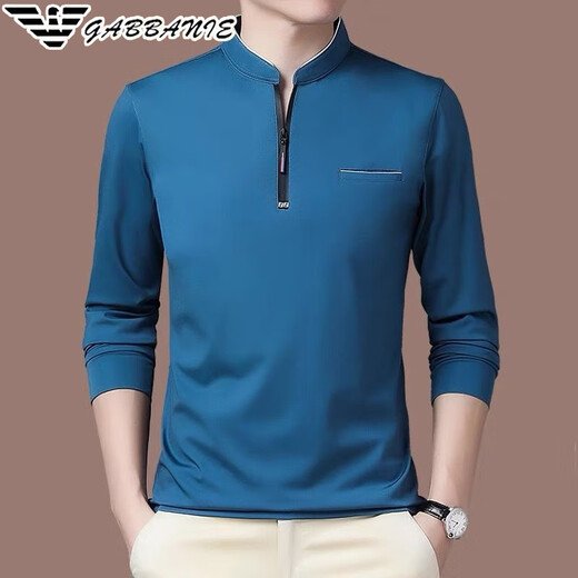 FALAMONE Armani men's long-sleeved stand-collar T-shirt high-end business casual cotton sweatshirt spring new base shirt trend GA/6625 deep orchid thin S 165/84A