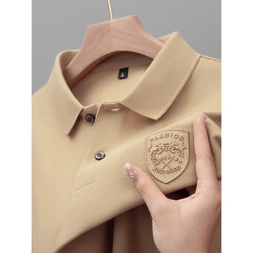 Lilang Offizieller Sommer-Männer kurzärmelig T-Shirt Pure. Cotton High-End besticktes Revers-Polo-Hemd mit halbärmeligem 9901-Modell-Khaki M empfohlen 90-110jin [Jin entspricht 0,5 kg]