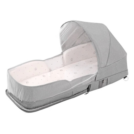 Baby crib portable removable bed-in-bed multifunctional foldable baby bed newborn baby bb crib with mosquito net mosquito net model space gray-naked bed + mattress + mosquito